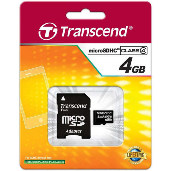 TRANSCEND Memory Card - Micro SD - 4GB