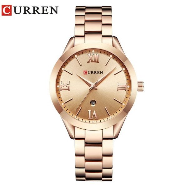 Curren 9007 Women Quartz Watch Calendar - Golden 