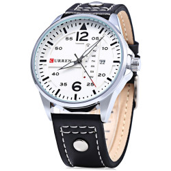 CURREN 8224 Mens Watches Military Sport Wristwatch Leather Strap Men Quartz Watch with box day and date 
