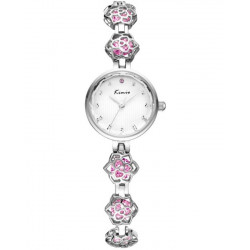 KIMIO Pink Crystal & Silver Bracelet Watch