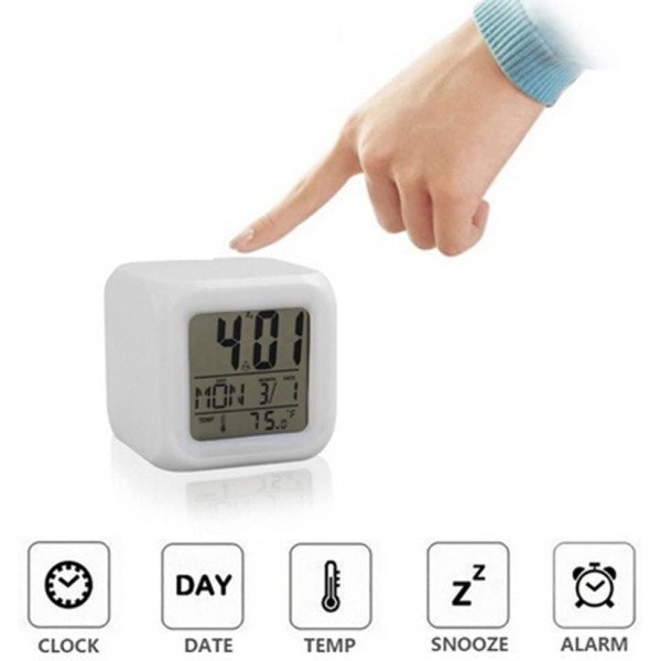 Glowing LED 7- Color Change Digital Alarm Clock/Thermometer