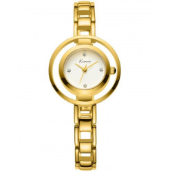 KIMIO Gold Luxury Brand Round Dial Watch + Free Gift Box