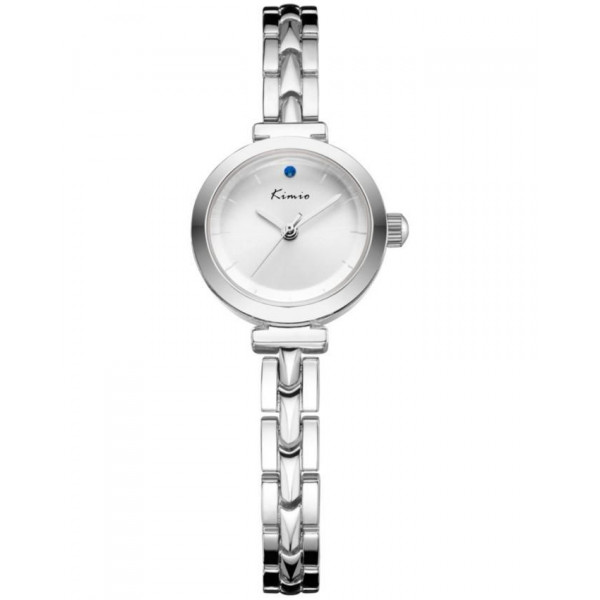 KIMIO White Dial With Silver Straps Watch + Free Gift Box