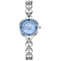 KIMIO Blue Crystals Silver Strap Watch
