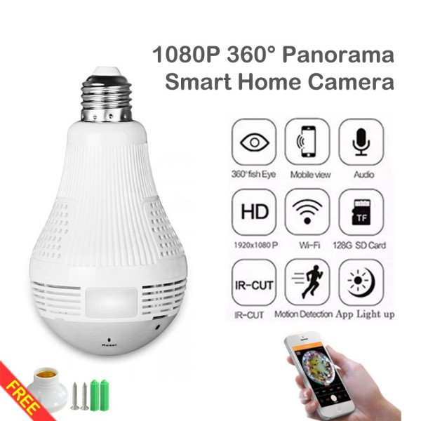 Panorama Nanny Bulb Camera With WIFI + 32GB Free Memory card.