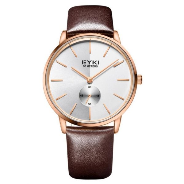 EYKI Gold Brown Strap Elegant Watch + Free Gift Box