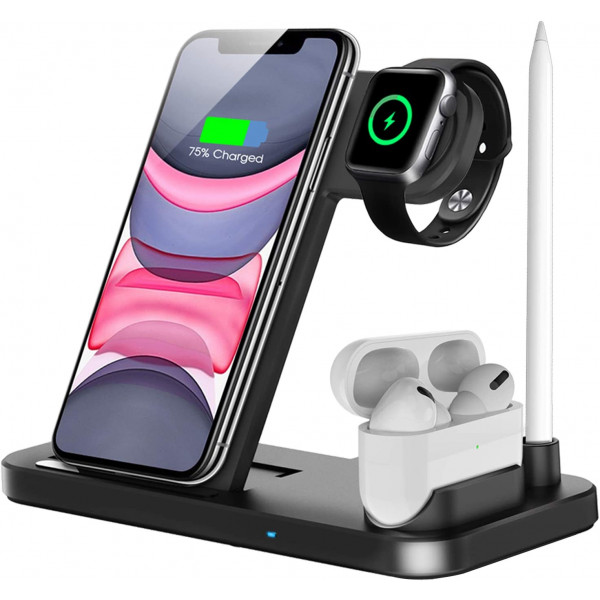 4 in 1 Wireless Fast Charging Station for Apple Watch, Airpods & iPhone