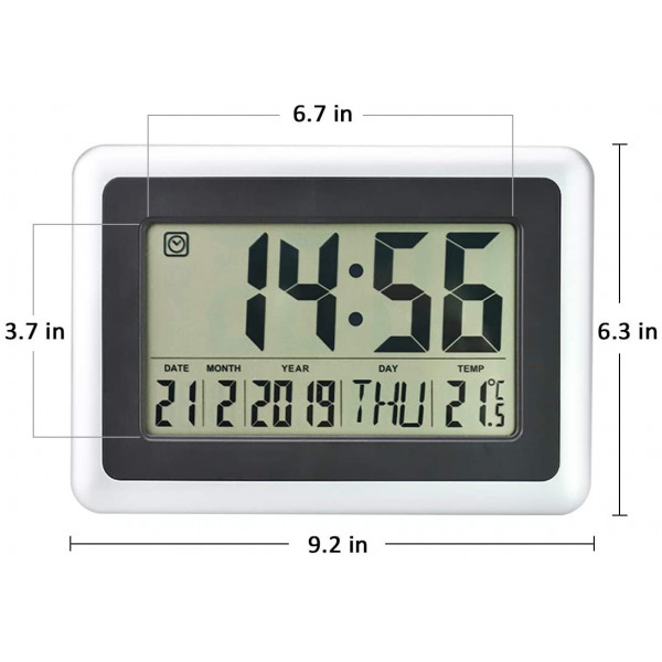 Digital LED Wall Clock With Alarm,Date,Thermometre Table Top