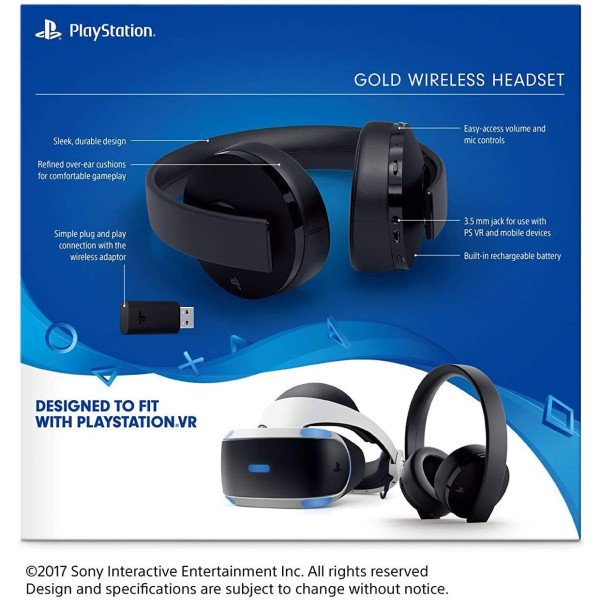 Sony PlayStation Gold Wireless Headset 7.1 Surround Sound PS4