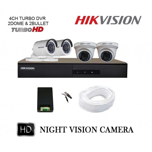 Hikvision EKT-K41T24 4-Channel 4MP DVR with 1TB HDD & 4 2MP Night Vision Turret Cameras Kit