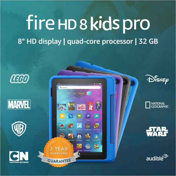 Amazon Fire HD 8 Kids Pro tablet, 8" HD, ages 6 – 12, 32 GB (2020), Doodle 