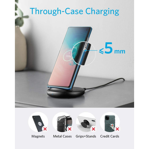 Anker PowerWave II Stand, Qi-Certified 15W Max Fast Wireless Charging Stand