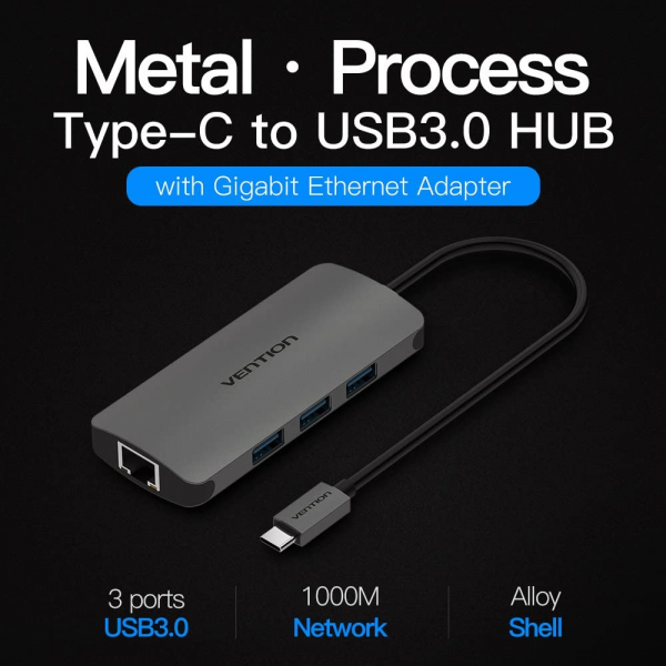 Vention USB Type C to Multi-Function 4 IN 1 Hub / Docking Station
