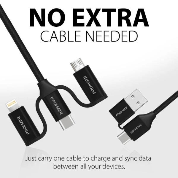 Promate UniLink-Trio2 6-In-1 USB Cable For Charging And Data Transfer