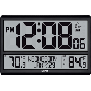 Sharp Atomic Digital Wall Clock with Large Display