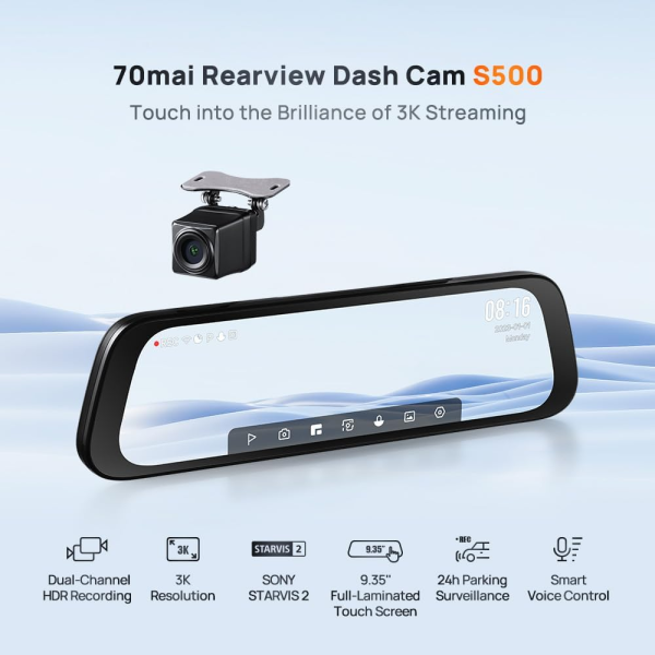 70mai Rearview Dash Cam S500 Front + Rear