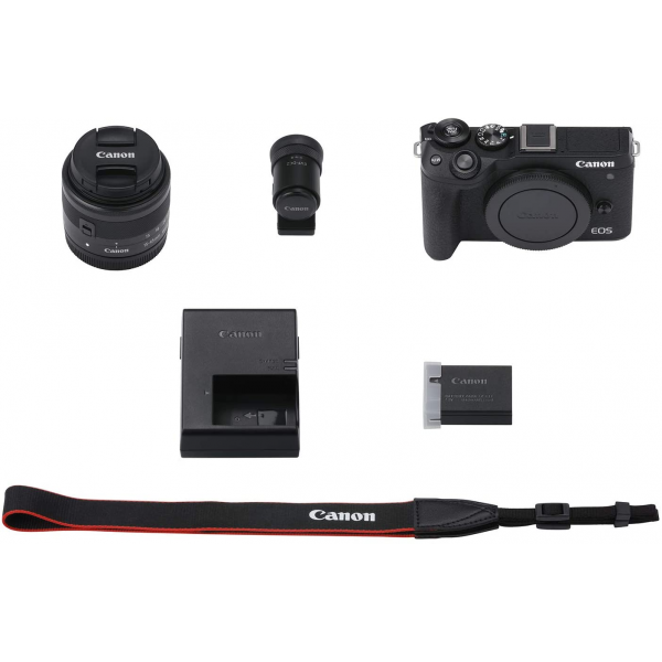 Canon EOS M6 Mark II Mirrorless Camera + EVF 15-45mm Lens 