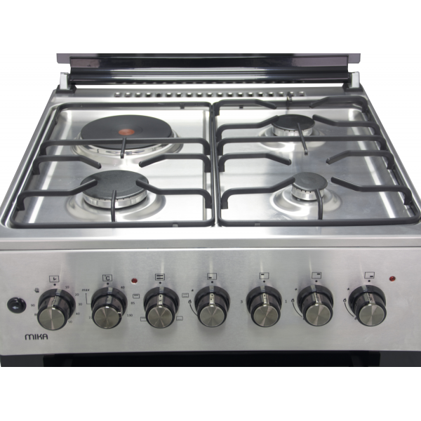 Mika MST6131HI/TR4 Standing Cooker, 60cm X 60cm, 3 + 1, Electric Oven, Half Inox