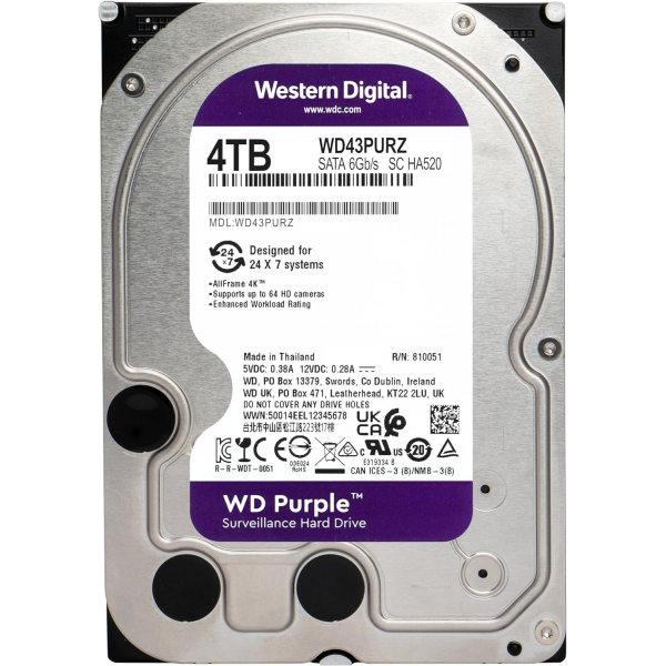 WD Purple 4TB Internal Surveillance Hard Drive 