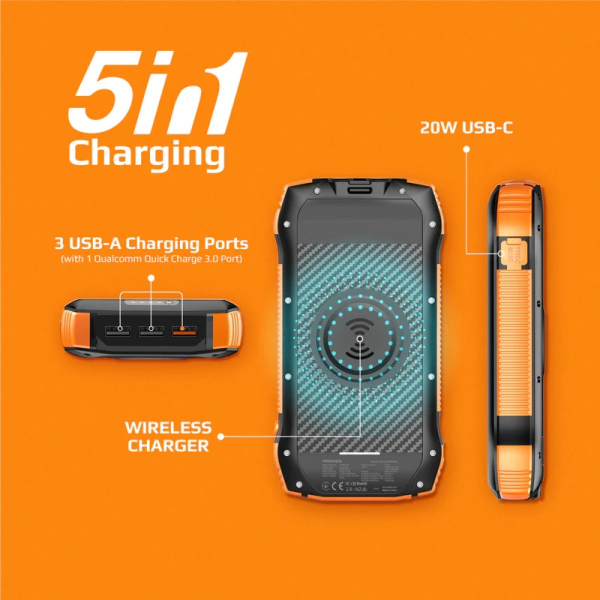 Promate SolarTank-20PDQi 20000mAh Solar Power Bank