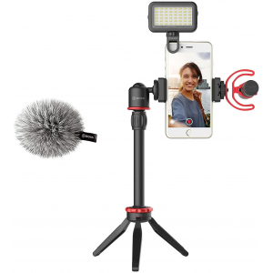 BOYA VG350 Smartphone Video Rig with Mini Tripod, Extension Tube, LED Light and Video Microphone