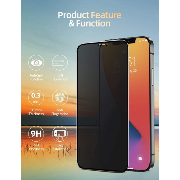 Anti-Glare Privacy Tempered Glass Screen Protector for iPhone 11,11 Pro,11 Pro Max