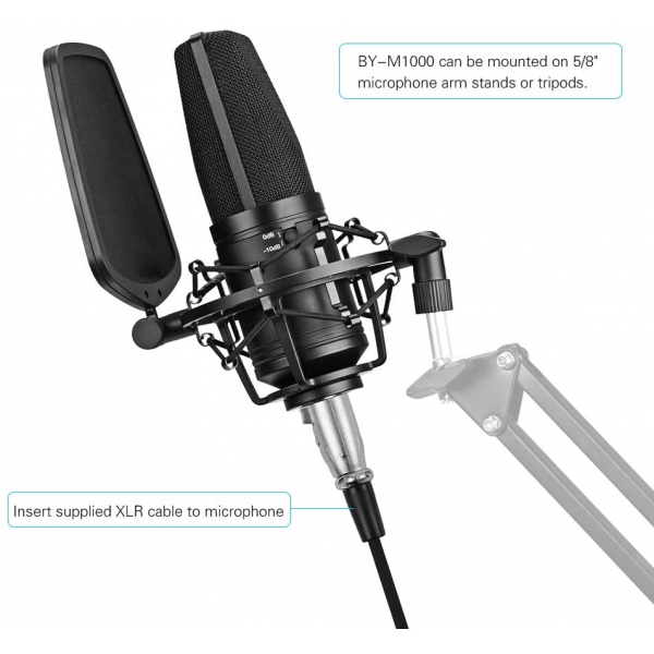 BOYA BY-M1000 Professional Large Diaphragm Condenser Microphone 
