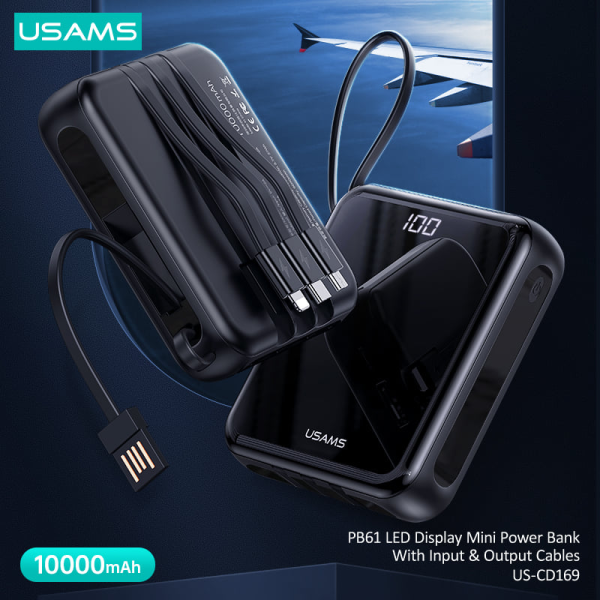 USAMS US-CD169 PB61 LED Display Mini Power Bank 10000mAh 
