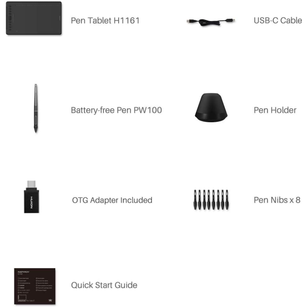 HUION Inspiroy H1161 Graphics Drawing Tablet
