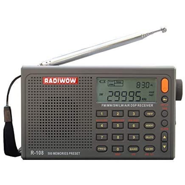 RADIWOW R-108 AM/FM Full Band Portable Radio with Sleep Timer Alarm Clock