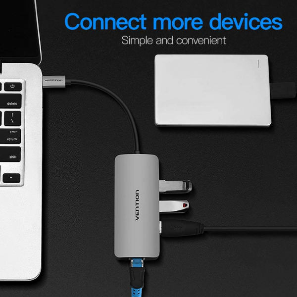 Vention USB Type C to Multi-Function 4 IN 1 Hub / Docking Station