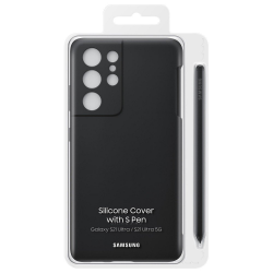 Samsung Galaxy S21 Ultra Silicone Case with S-Pen Bundle - Black