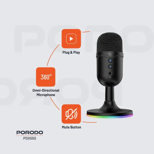 Porodo Gaming Omni-Directional USB Microphone