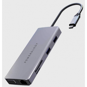 Powerology USB-C Hub 11 in 1 HDMI 4K VGA Ethernet 60W PD