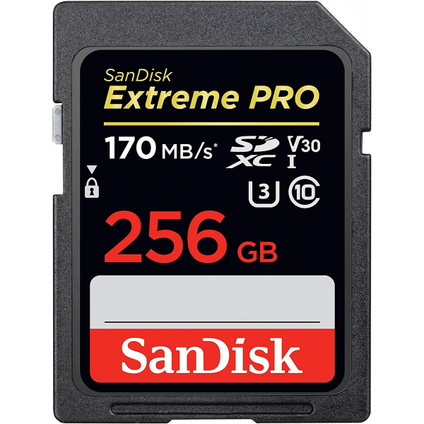 Sandisk 256GB Extreme Pro SDXC Card 170 Mb/s V30 UHS-I U3 Camera Memory Card