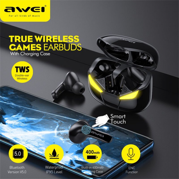 AWEI T35 True Wireless Earbuds with Wireless Charging Case, Bluetooth 5.0
