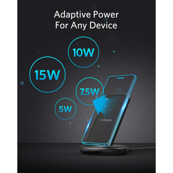 Anker PowerWave II Stand, Qi-Certified 15W Max Fast Wireless Charging Stand