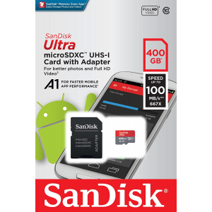 SanDisk Ultra 400GB microSDXC Memory Card + SD Adapter  100MB/s, Class 10, U1 