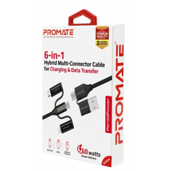Promate UniLink-Trio2 6-In-1 USB Cable For Charging And Data Transfer