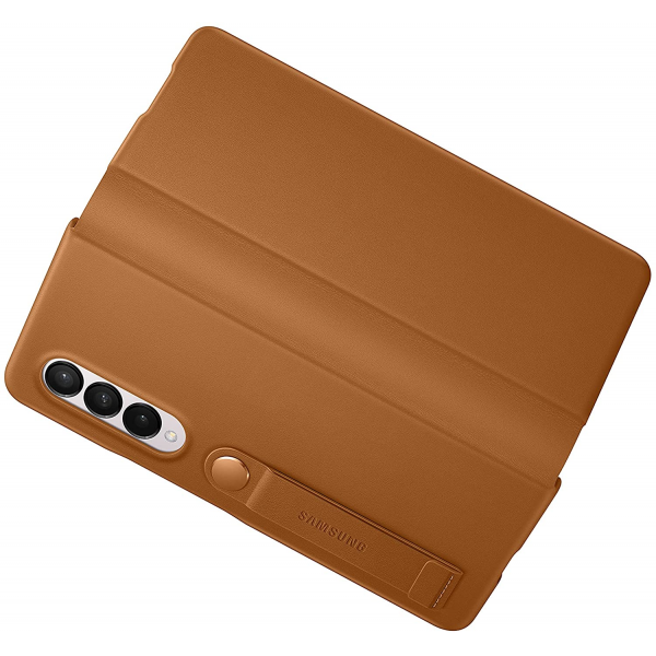 Samsung Galaxy Z Fold3 5G Leather Flip Stand Cover, Camel