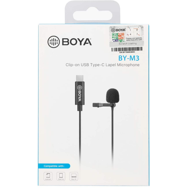 BOYA by-M3 Clip-on USB-C Omnidirectional Lavalier Microphone 