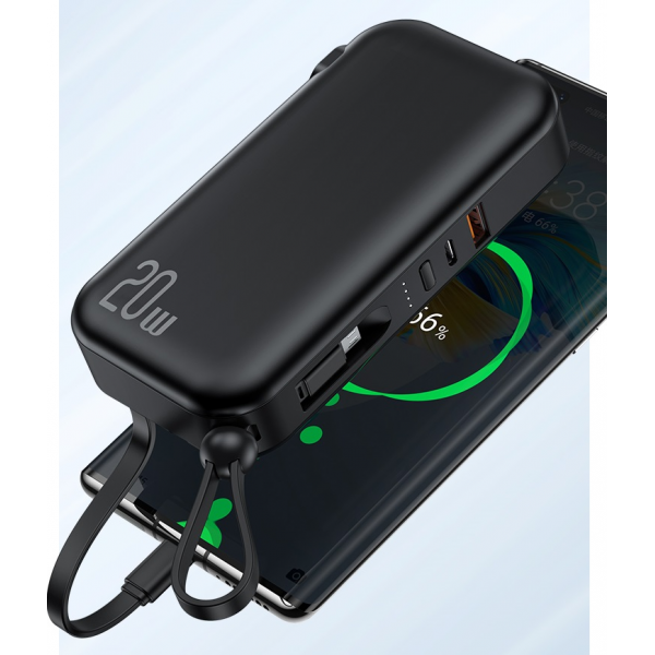 USAMS US-CD172 PB63 3IN1 Quick Charge Power Bank With Cables (US+EU Plug) 10000mAh