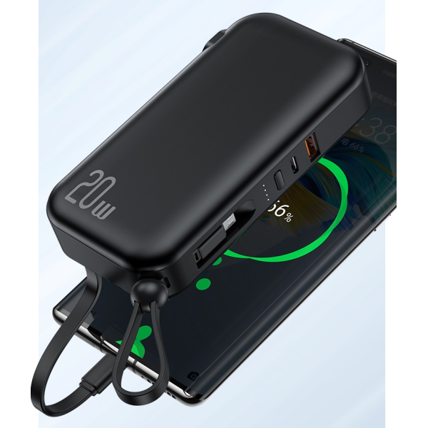 USAMS US-CD172 PB63 3IN1 Quick Charge Power Bank With Cables (US+EU Plug) 10000mAh