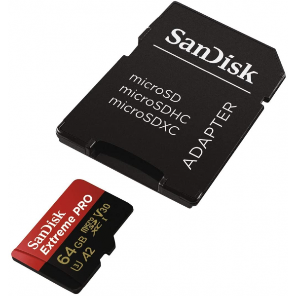 SanDisk Extreme PRO 64 GB microSDXC Memory Card + SD Adapter 