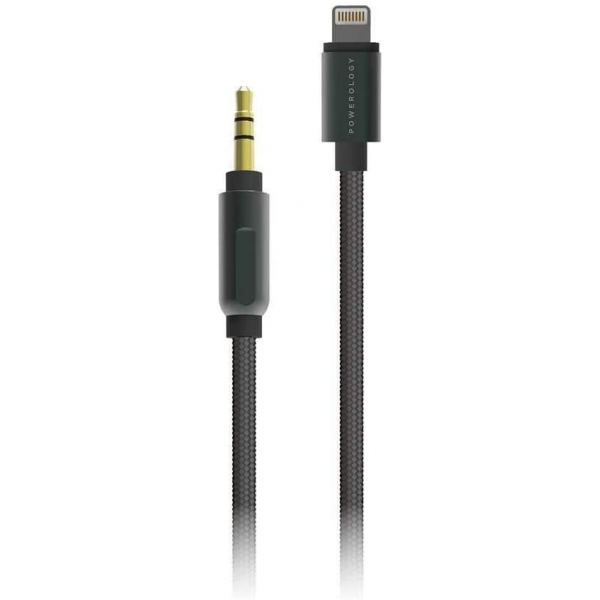 Powerology Aluminum Braided Lightning to 3.5mm AUX Cable 1.2M 