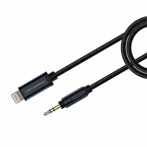 Powerology Aluminum Braided Lightning to 3.5mm AUX Cable 1.2M 