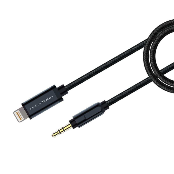 Powerology Aluminum Braided Lightning to 3.5mm AUX Cable 1.2M 