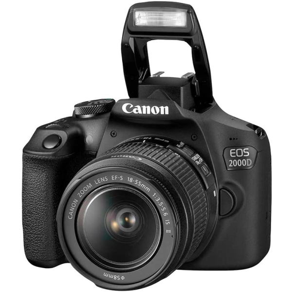 Canon EOS 2000D DSLR Camera and EF-S 18-55 mm f/3.5-5.6 IS II Lens, Black 