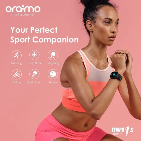 Oraimo Tempo-S IP67 Waterproof Smart Watch - Black