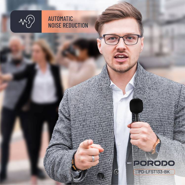 Porodo Two-Device Connect Handheld Lavalier Microphone